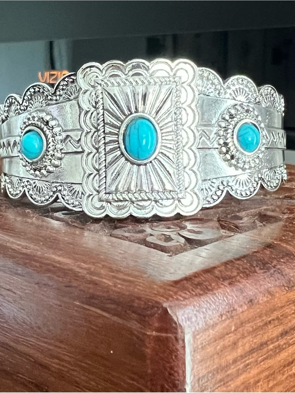 Fashion Silver Turquoise Statement Cuff Bracelet